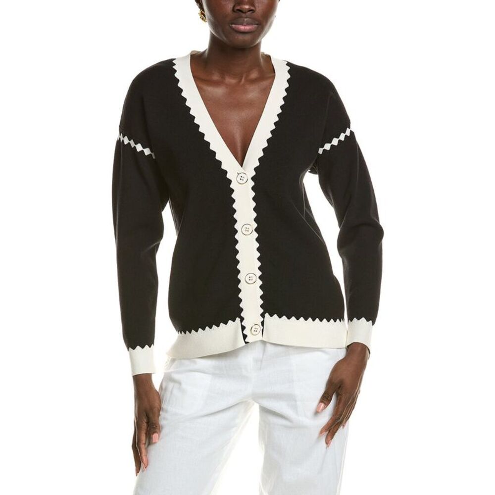T Tahari Womens  V-Neck Cardigan, White
